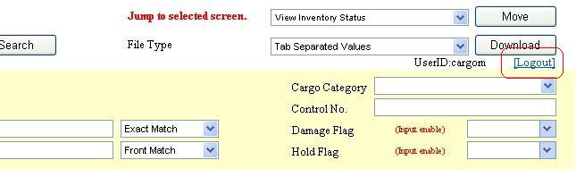 Logout screen